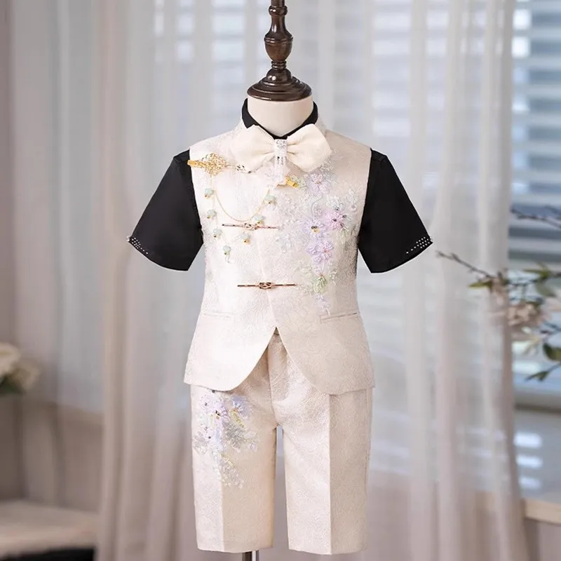 

5PCS Children's Formal Prom Suits Kids Piano Performance Wedding Birthday Party Blazer Sets Boys Clothing