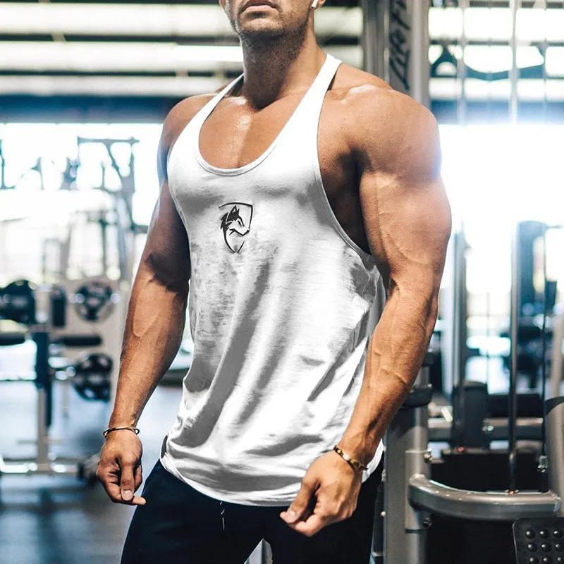 Fitness Vest Men's Summer Sweat-absorbing and Breathable Exercise Training Muscle Vest European-code Embossed Thin Belt Vest