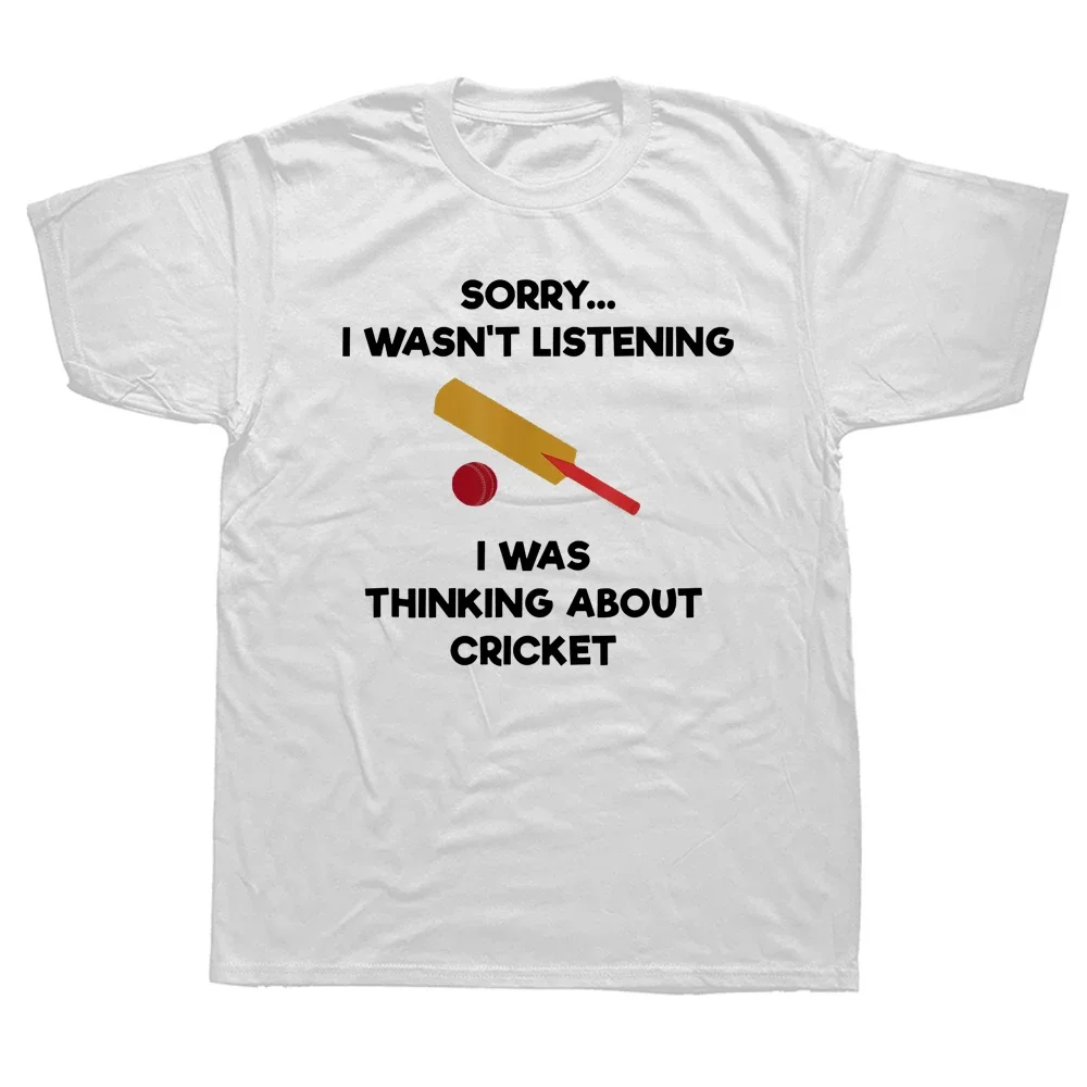 Graphic Cotton Streetwear Short Sleeve Birthday Gifts Summer Style T-shirt Funny Cricket Game Listening T Shirts  Mens Clothing