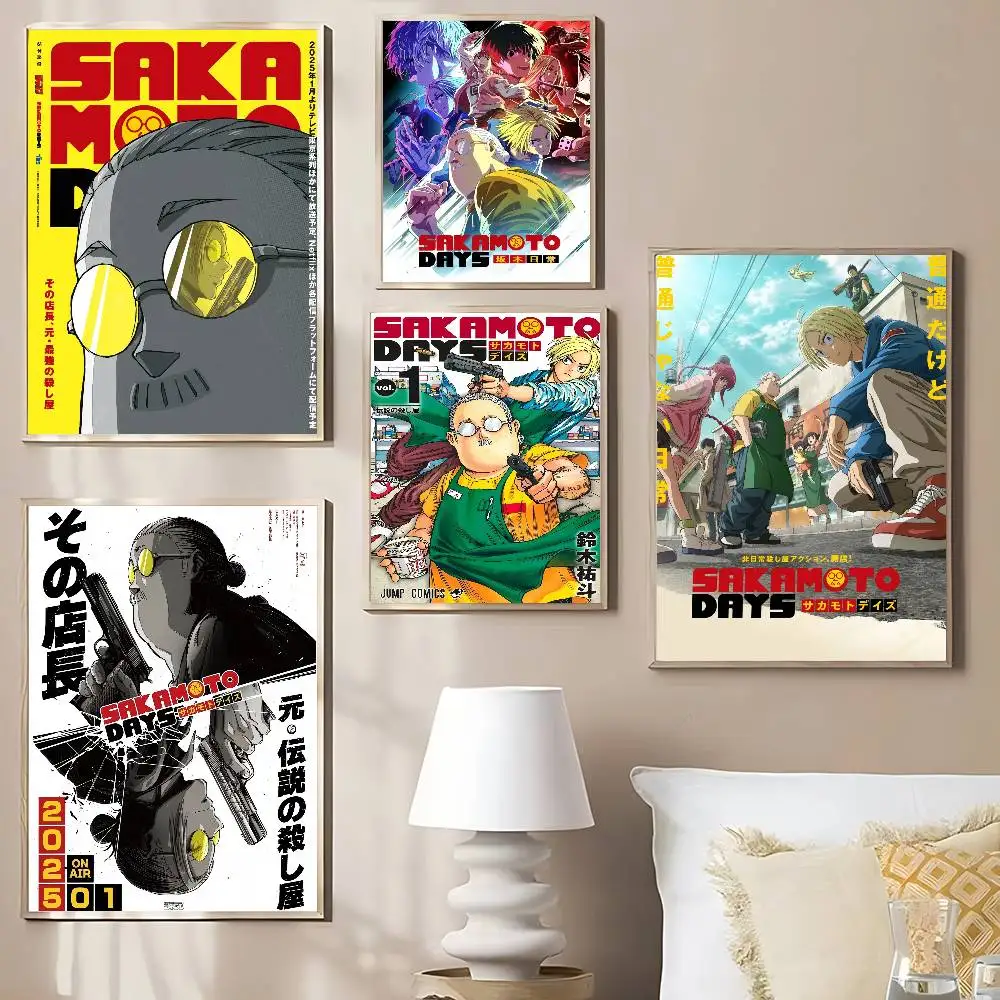 SAKAMOTO DAYS Anime-Poster, klebrige Whitepaper-Drucke, Poster, Kunstwerk, Kawaii-Raumdekoration