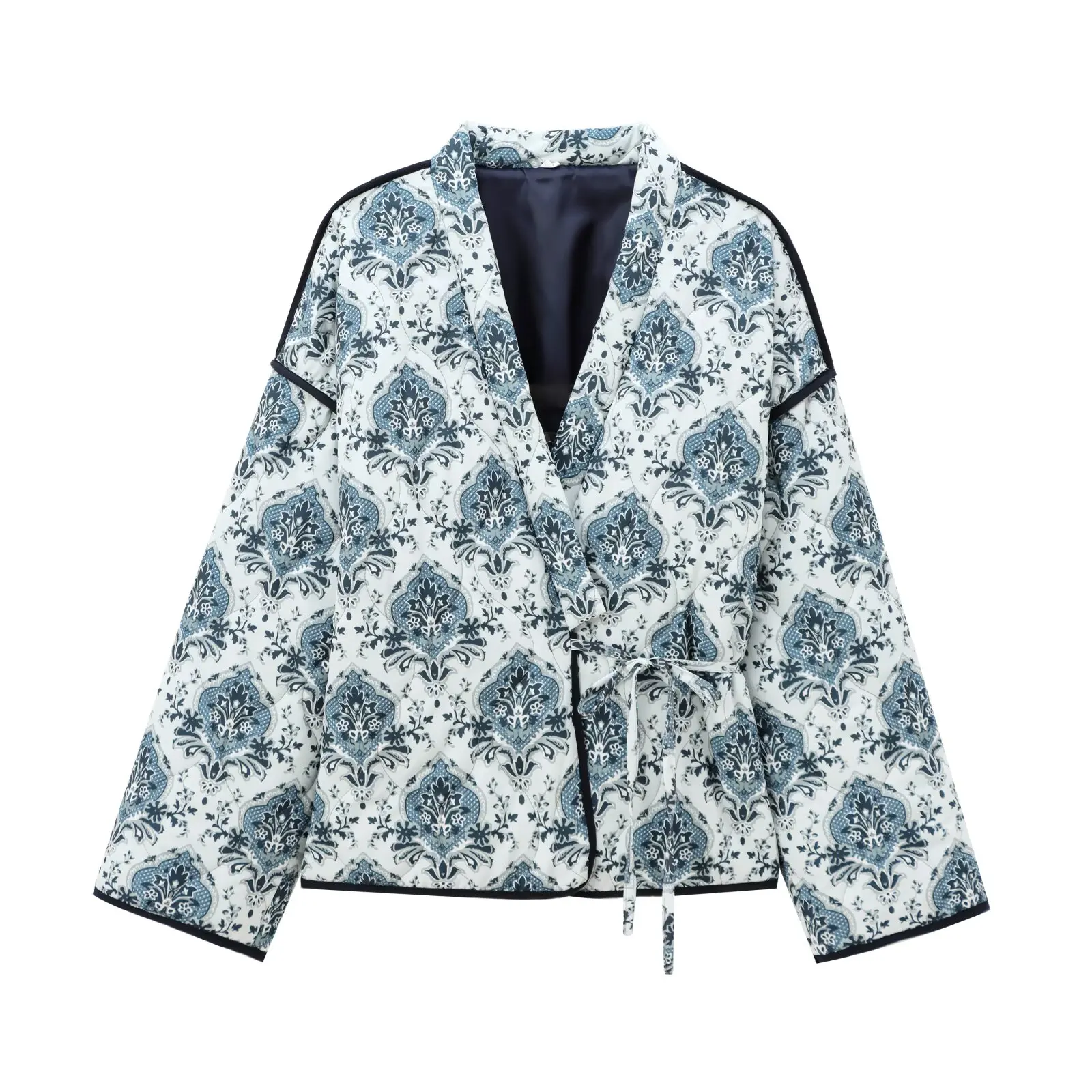 سترة نسائية جديدة من JNLEAOG لموسم الربيع بتصميم عصري مطبوع من القطن، فضفاضة وغير رسمية من ألياف البوليستر بأكمام طويلة وياقة... #3