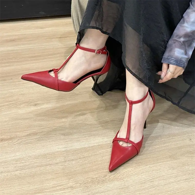 Eilyken Elegant Pointed Toe Buckle Strap Women Pump Sexy Party Prom High Heels Hollow out Mule Female Shoes Zapatillas De Mujer