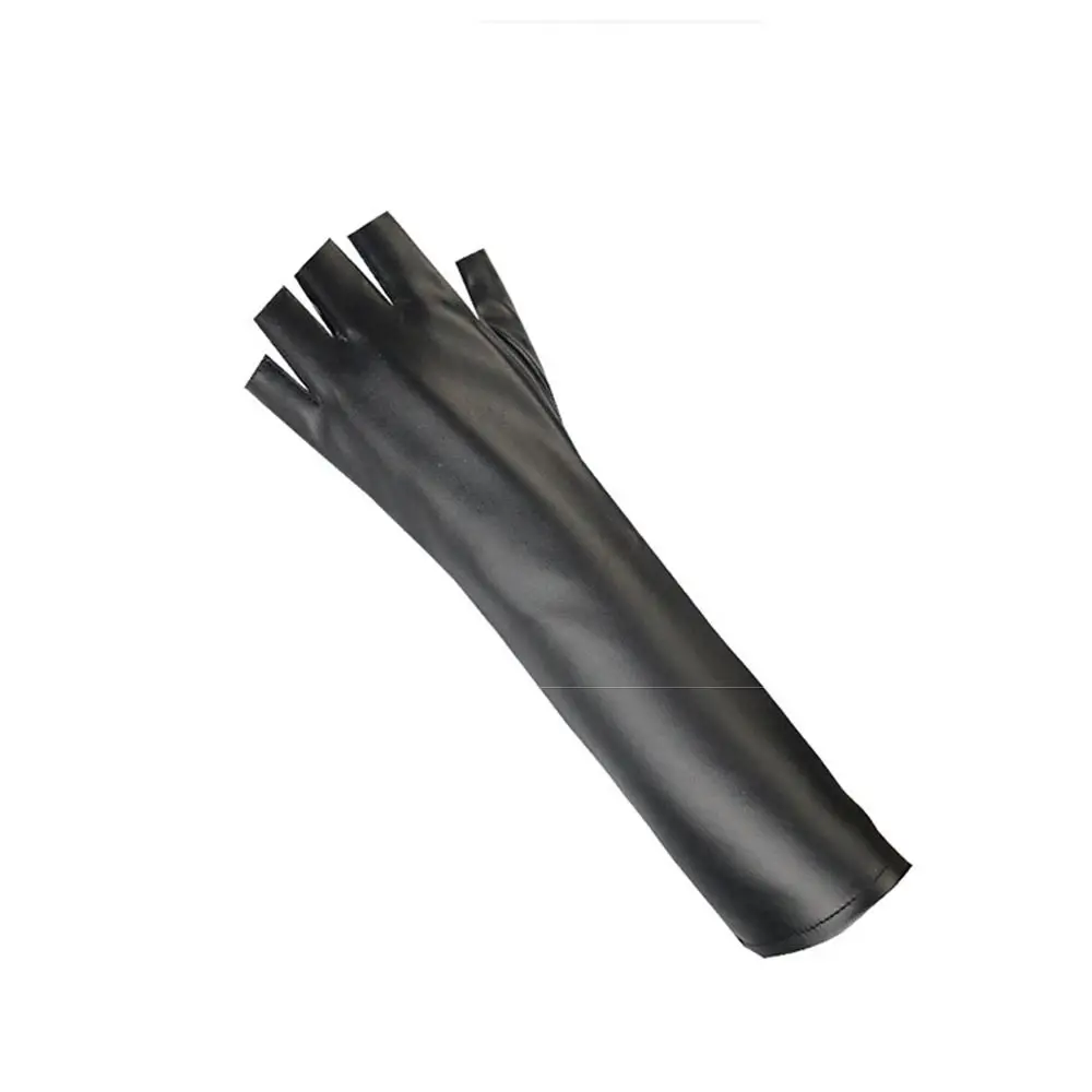 Punk Black Fingerless Gloves Fleece Lined Warm Half Finger Mittens Multi-functional Windproof PU Leather Gloves Driving
