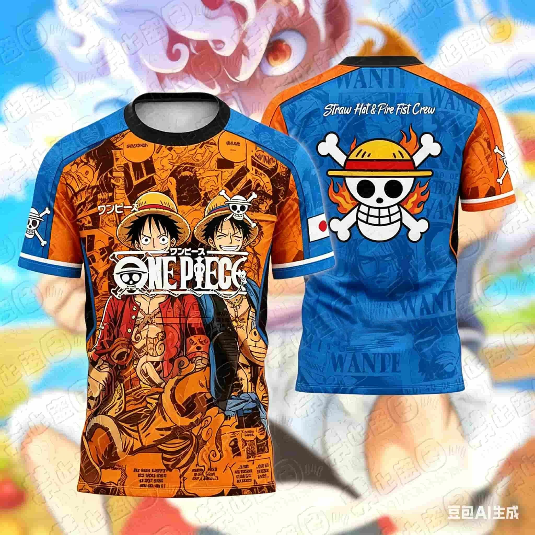 One Piece Anime Luffy Gear 5 3D Print Football Jersey for Men T-shirt Summer Sports Shirt Casual Cosplay Tees Family Matching
