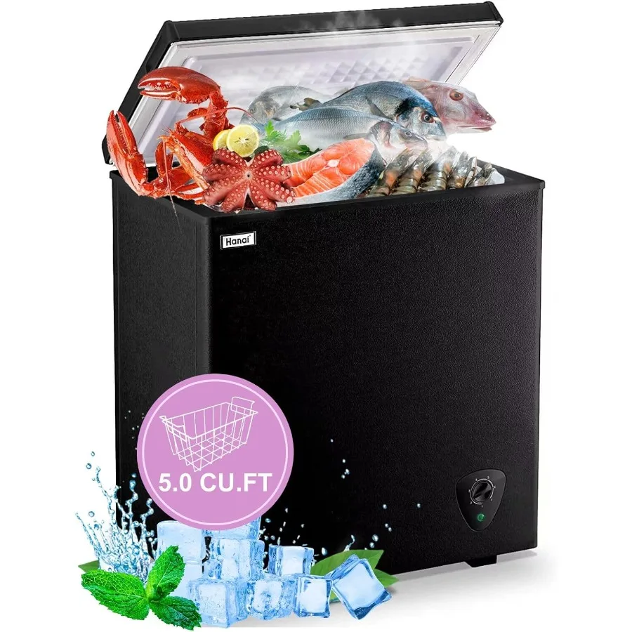 

Chest Freezer Deep Freezer for Garage 5.0 Cu.Ft Compact Freezer Only Adjustable Thermostat and Removable Basket Energy Saving S