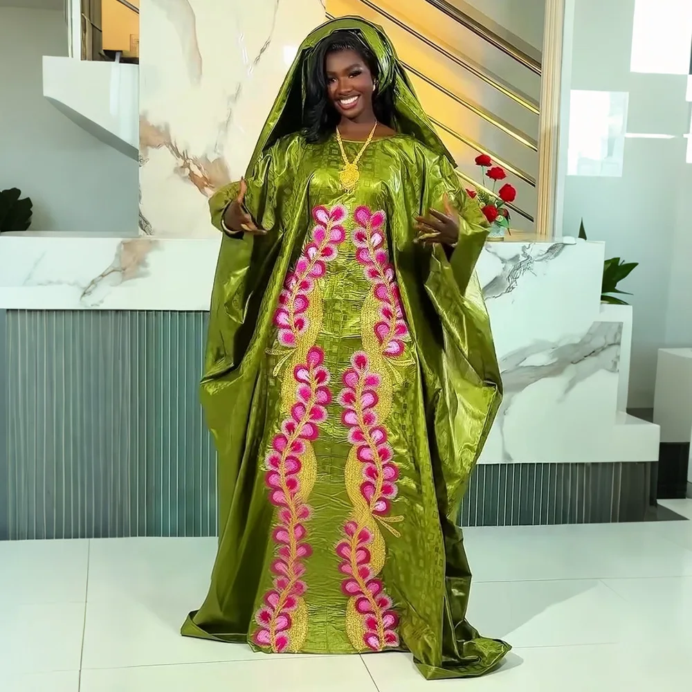 

Новые роскошные длинные платья для африканских вечеринок, элегантные турецкие мусульманские свадебные вечерние платья больших размеров, расшитые бархатом (базин)