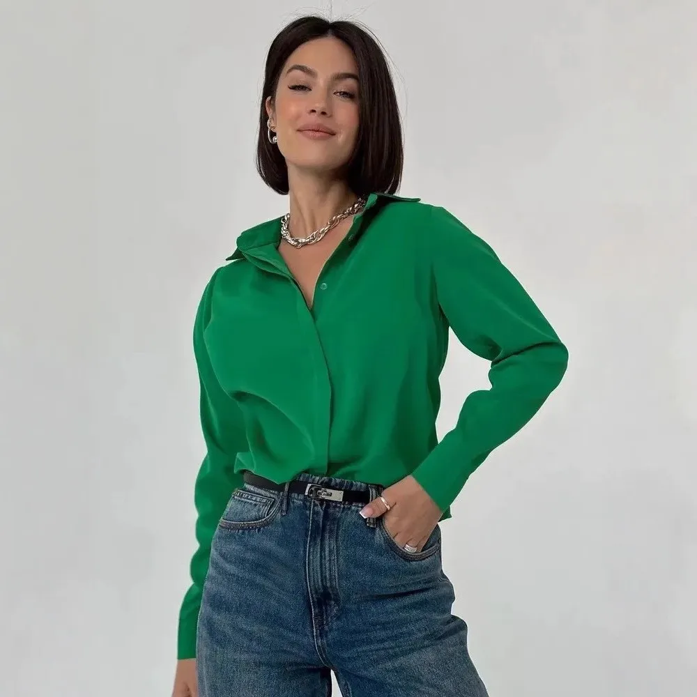 

Summer Women's Clothing Loose Long Sleeve Top Casual Wear Neck Blouse For Woman Polyester Regular Fit Urban Comfort Style