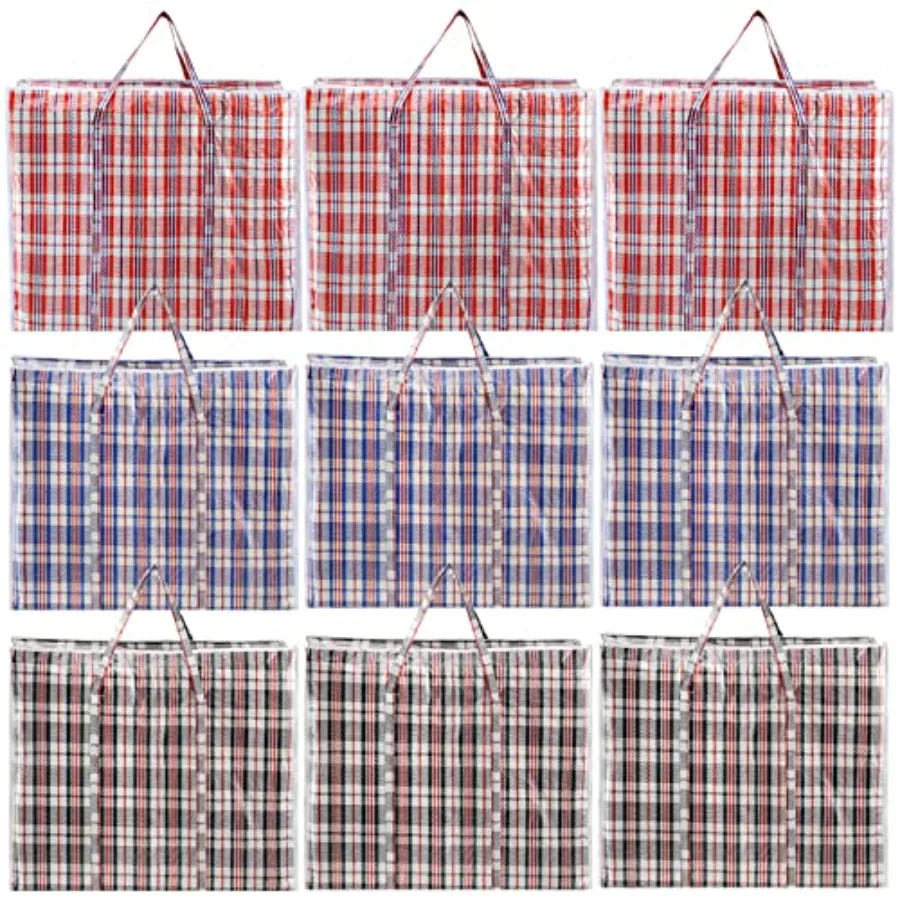 

9 Pack 108L Checkered Moving Storage Bags Extra Large Travel Plaid Bag Alternative to Moving Boxes Dorm Laundry Tote Organizer