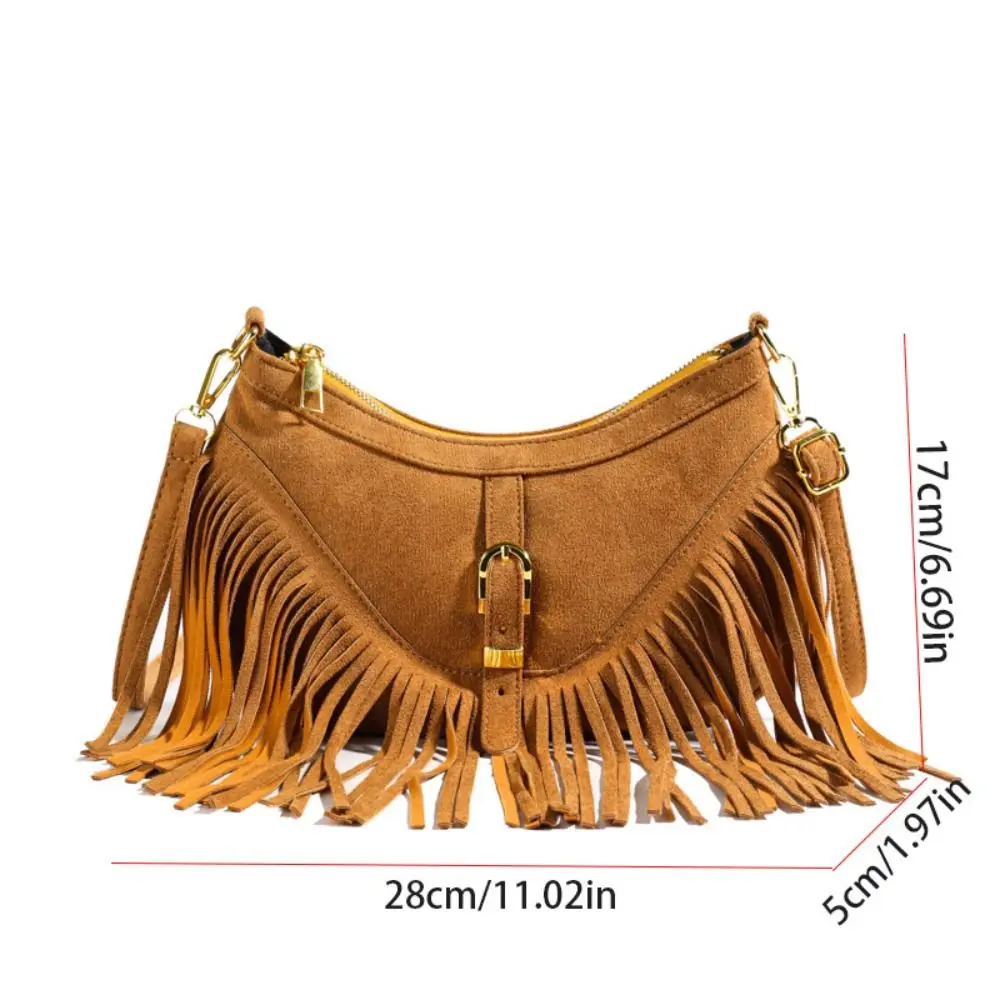الحلو الكورية نمط شرابة حقيبة كتف خمر بولي Leather الجلود الجلد المدبوغ حقيبة كروسبودي برشام سعة كبيرة حقيبة يد نمط العرقية في الهواء الطلق