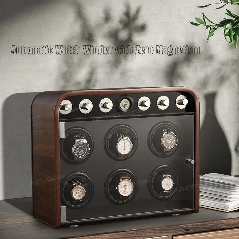 

Rotating Automatic Watch Winder with Zero Magnetism Wooden Luxury Mechanical Watch Case Storage Organizer for Men Safe Boxes