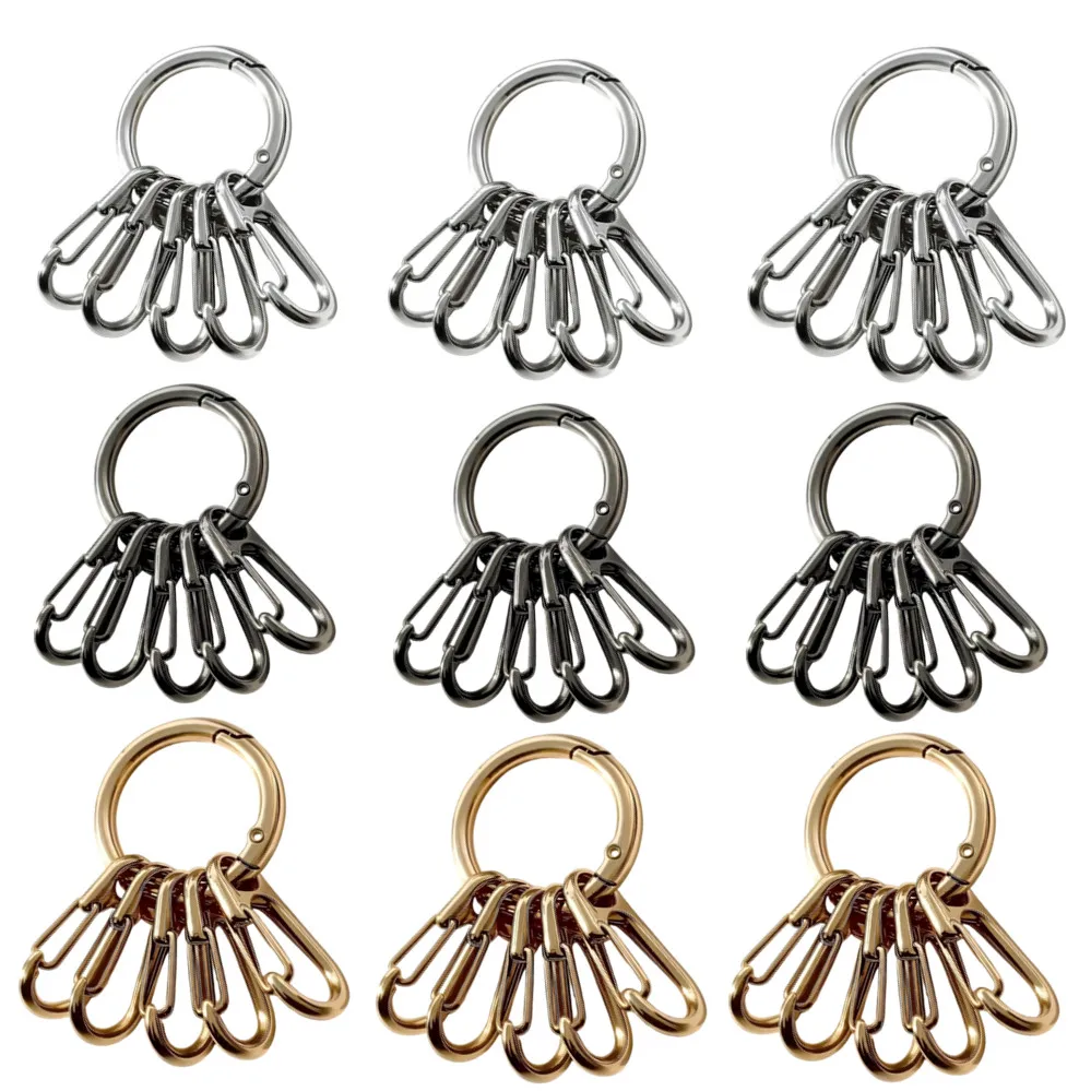 1/6/12pcs Metal O Ring Spring Clasps with 5pcs Hook Buckles Keychain Anti Loss Rebound Carabiner Keyring Clips Buckle Connector