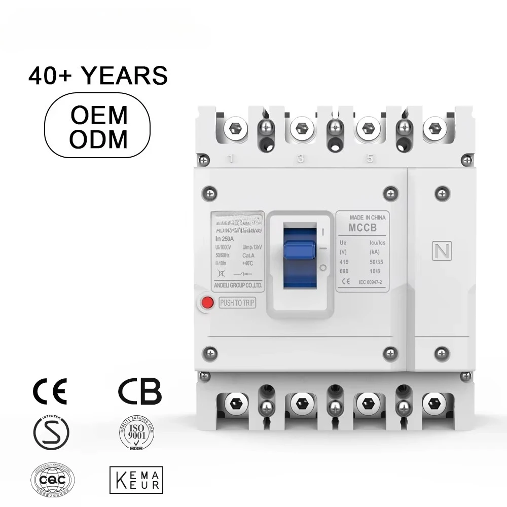 Moulded Case Circuit Breaker 250A AC 50/60Hz 50kA Breaking Capacity 12kV 400/690V Model ADM3-250L-4300