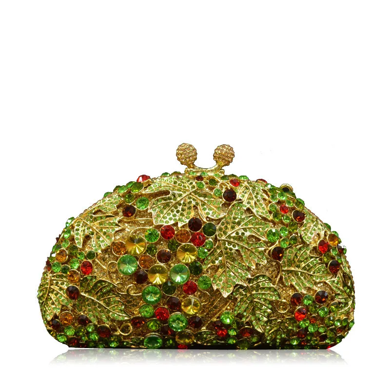 Handmade Diamond-encrusted Dinner Bag Pointed Bottom Hollow Rhinestone Metal Full Diamond Hand Bag Pochette Soirée Femme Mariage