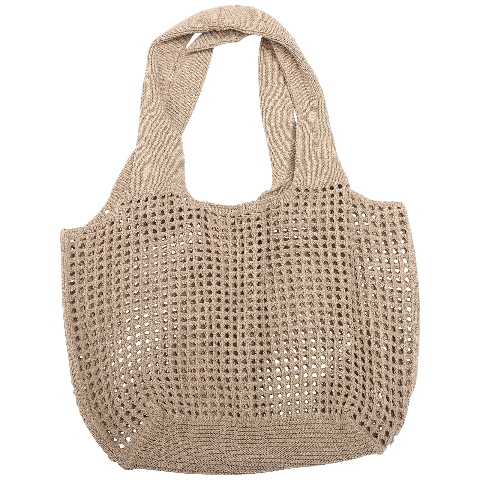 

Knitted Hollow Bag Lightweight Woven Beach Bags For Women Polyester Cotton Beach Woven Large Capacity Shopping Travel Purse