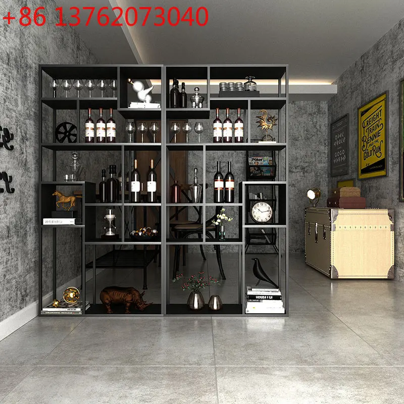 American industrial style iron art bookshelf, living room entrance retro display shelf, home use