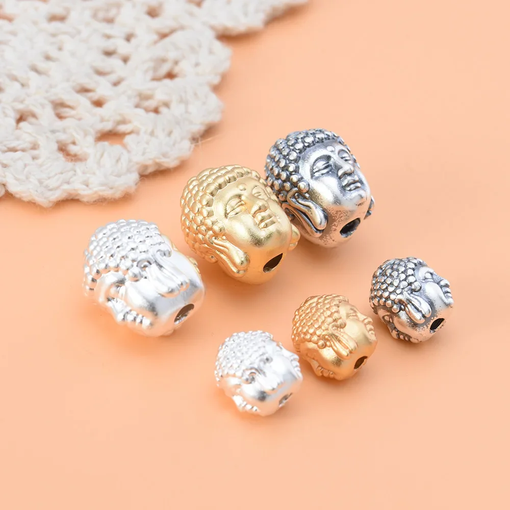 S999 full silver 3D hard bead silver accessories, double-sided Buddha beads DIY bead weaving accessories