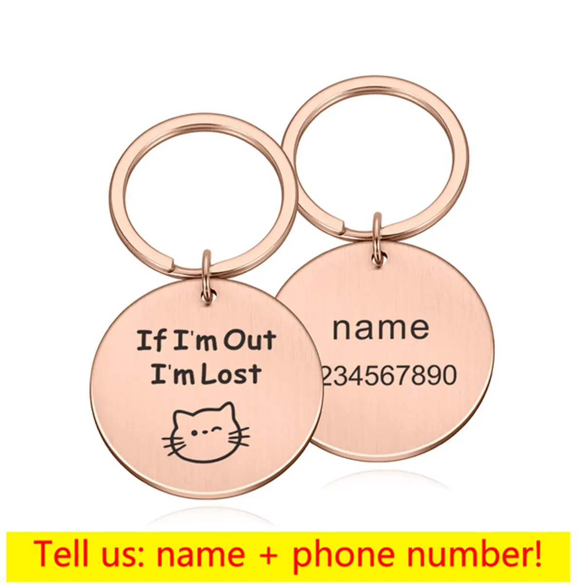 1 pc funny cute cat Tag Laser Engraving Pet Engraved Record Tel Address For Kitten or cats