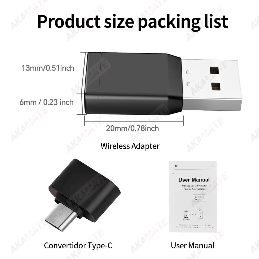 محول CarPlay اللاسلكي المحمول Android التوصيل والتشغيل التلقائي بلوتوث لراديو السيارة الأصلي السلكي إلى اللاسلكي 2in1 Super Mini