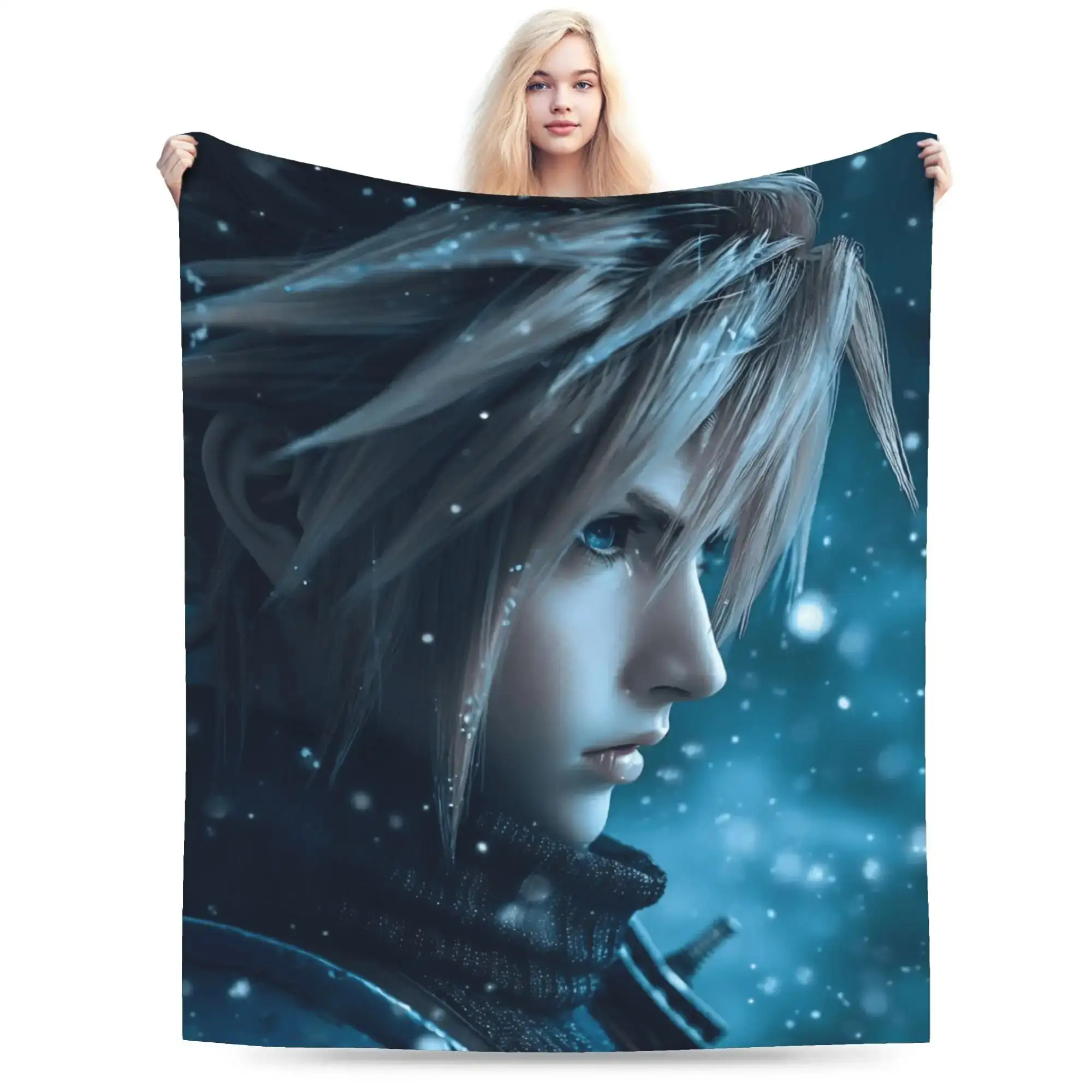

Фланелевое одеяло Final Fantasy: теплое зимнее покрывало для студентов, для гостиной, забавное покрывало на кровать, накидка на диван