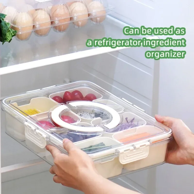 Kitchen Spice Box Refrigerator Storage Boxes Video Compartmentalized Sealed Box With Lid Portable Handheld Spice Box Portability