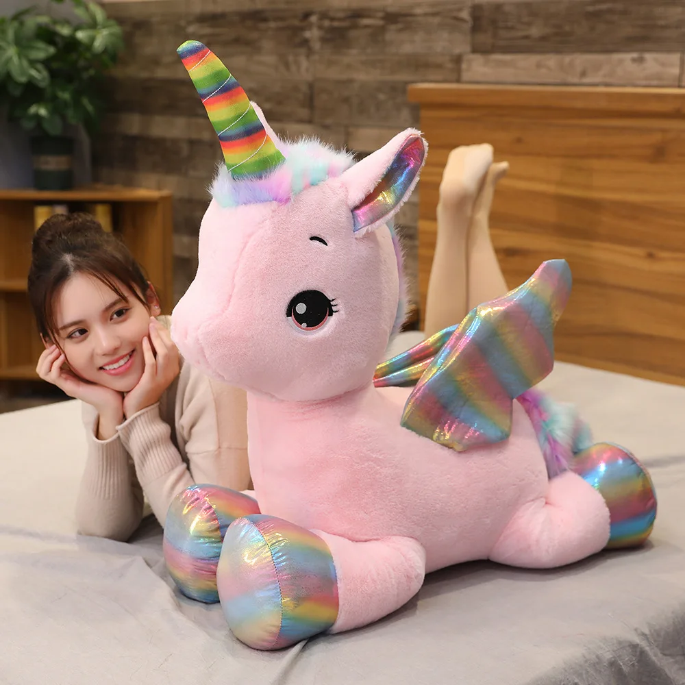 Hot Huggable Cute Unicorn Dream Rainbow Plush Toy High Quality Pink Horse Sweet Girl Home Decor Sleeping Pillow Gift For Kids