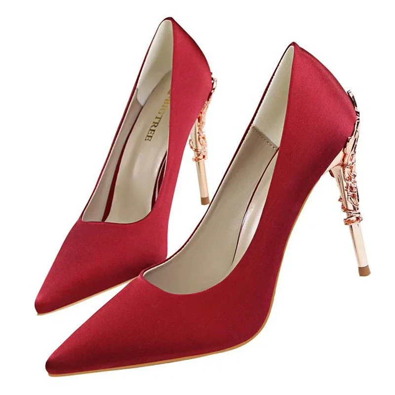 BIGTREE Women Shoes Spring Women Pumps Sequin Wedding Shoes Stilettos Metal Decoration  Heels Large Size 43