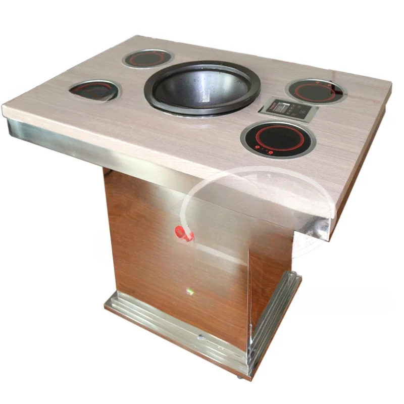 New steam hot pot, seafood steam hot pot table, square steam table, stainless steel marble table