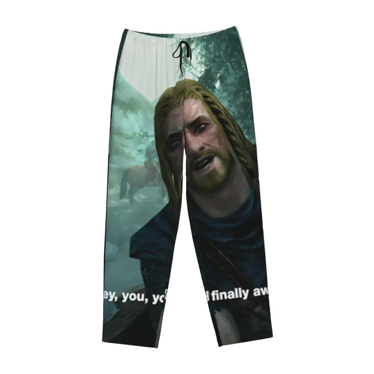 

Женские пижамные брюки Custom Hey You You're Finally Awake Skyrim с карманами для отдыха и сна