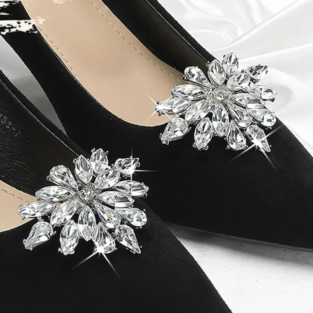 1 pair Bride Accessories Shiny Shoes Clips Rhinestone Shoes Flower Charm Buckle Bag Decorations Clamp Wedding