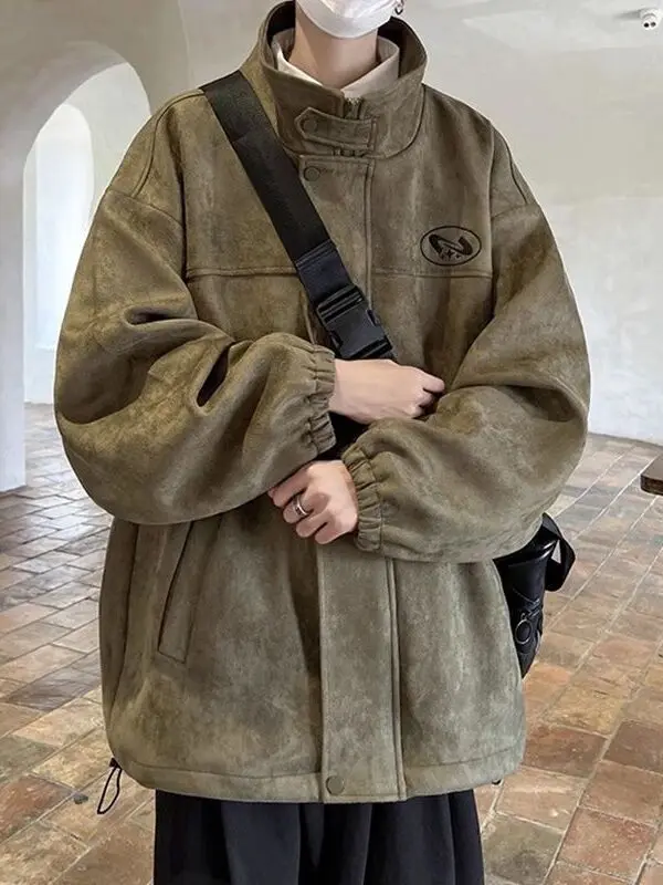 겨울 신상 남성 재킷 칼라 플리스 안감 캐주얼 스타일 소년용 미국 레저웨어 트렌디 스트리트웨어 청소년용