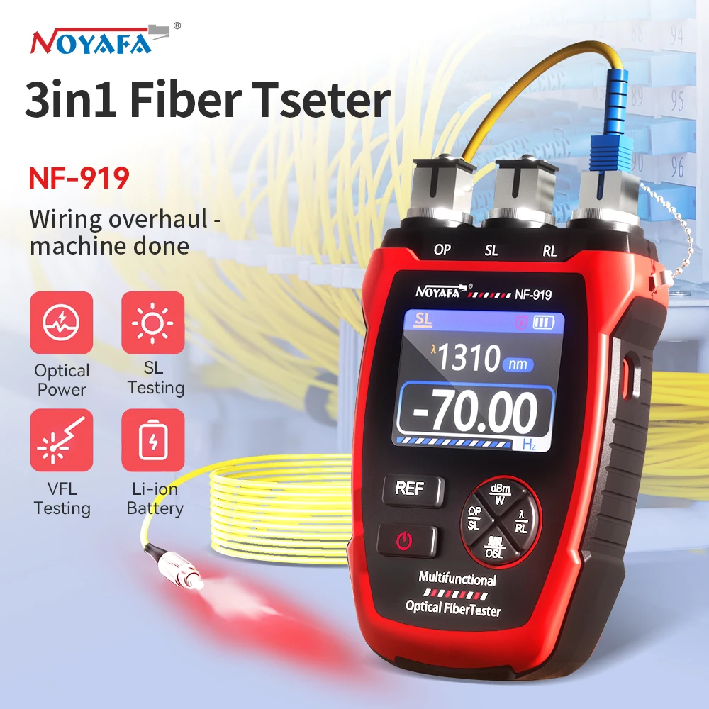 

NOYAFA Fiber Optic Tester Optical Power Meter Stable Light Source VFL REF Visual Fault Locator Light Attenuation Measurement