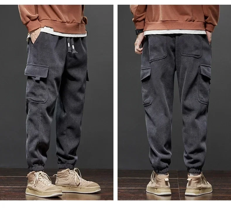 Frühling Herbst neuen Stil elastische Taille Freizeit hose für Männer Stretch gerade Kordel zug Harem Jogging Sport lange Hosen männlich – Detail 7