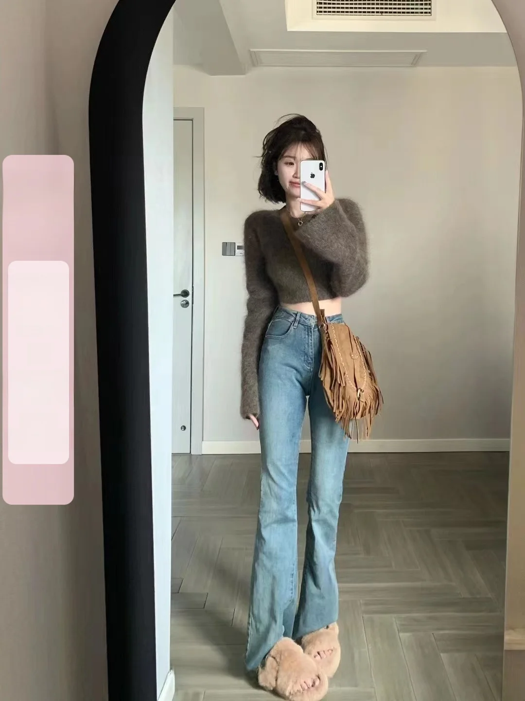 

Callmeear женские расклешенные джинсы с высокой талией, универсальные весенне-осенние утягивающие джинсовые брюки, повседневные всесезонные брюки