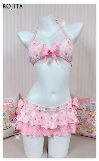 

2026 Summer New Skirt Separates Swimsuit Cute Lace Swimwear 2-piece Set Kawaii Lolita Girls Sweet Bikaii Set Vacation