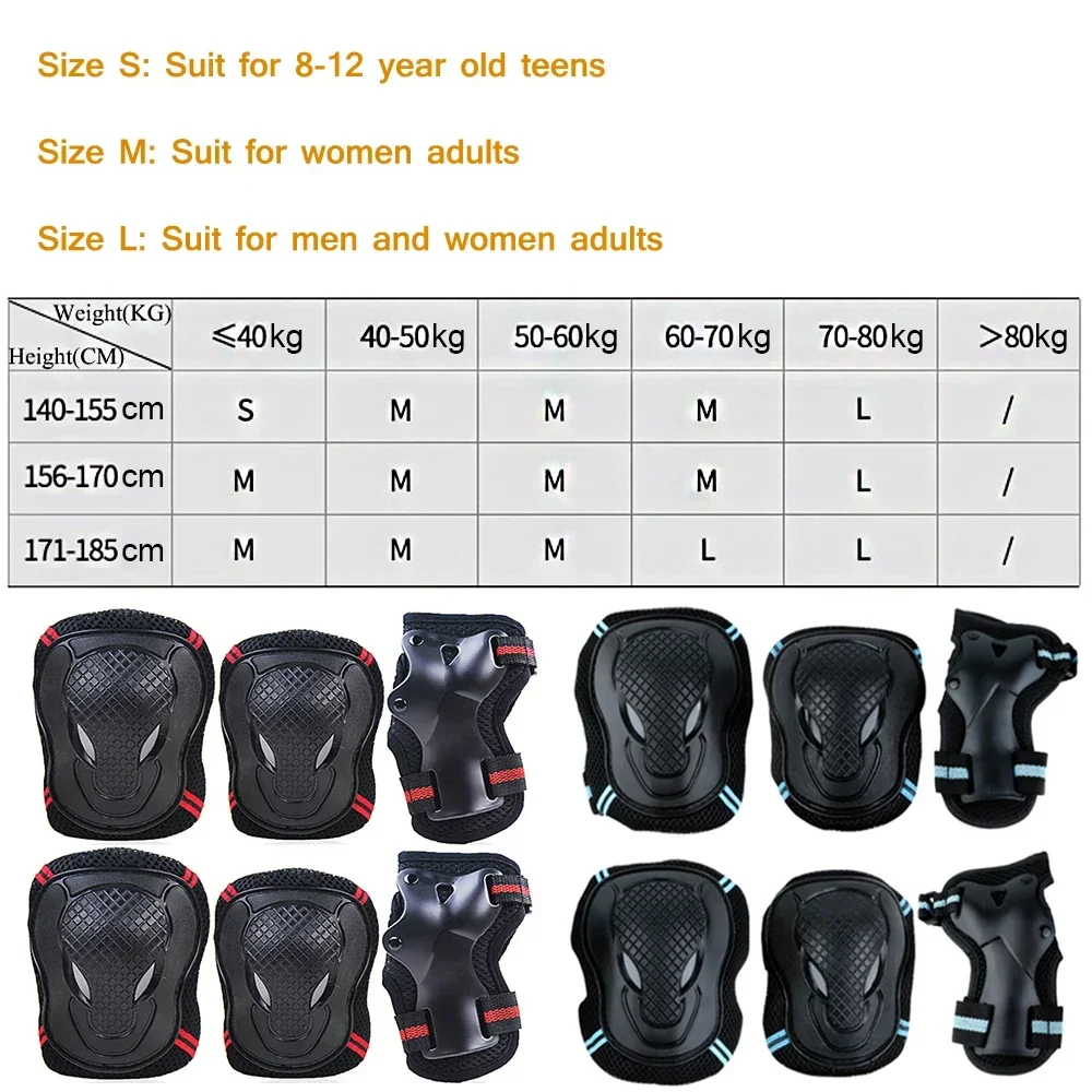 6Pcs/Set Protective Gear Set Skating Helmet Knee Pad Elbow Pad Wrist Hand Protector for Kids Adult Cycling Roller Skateboarding