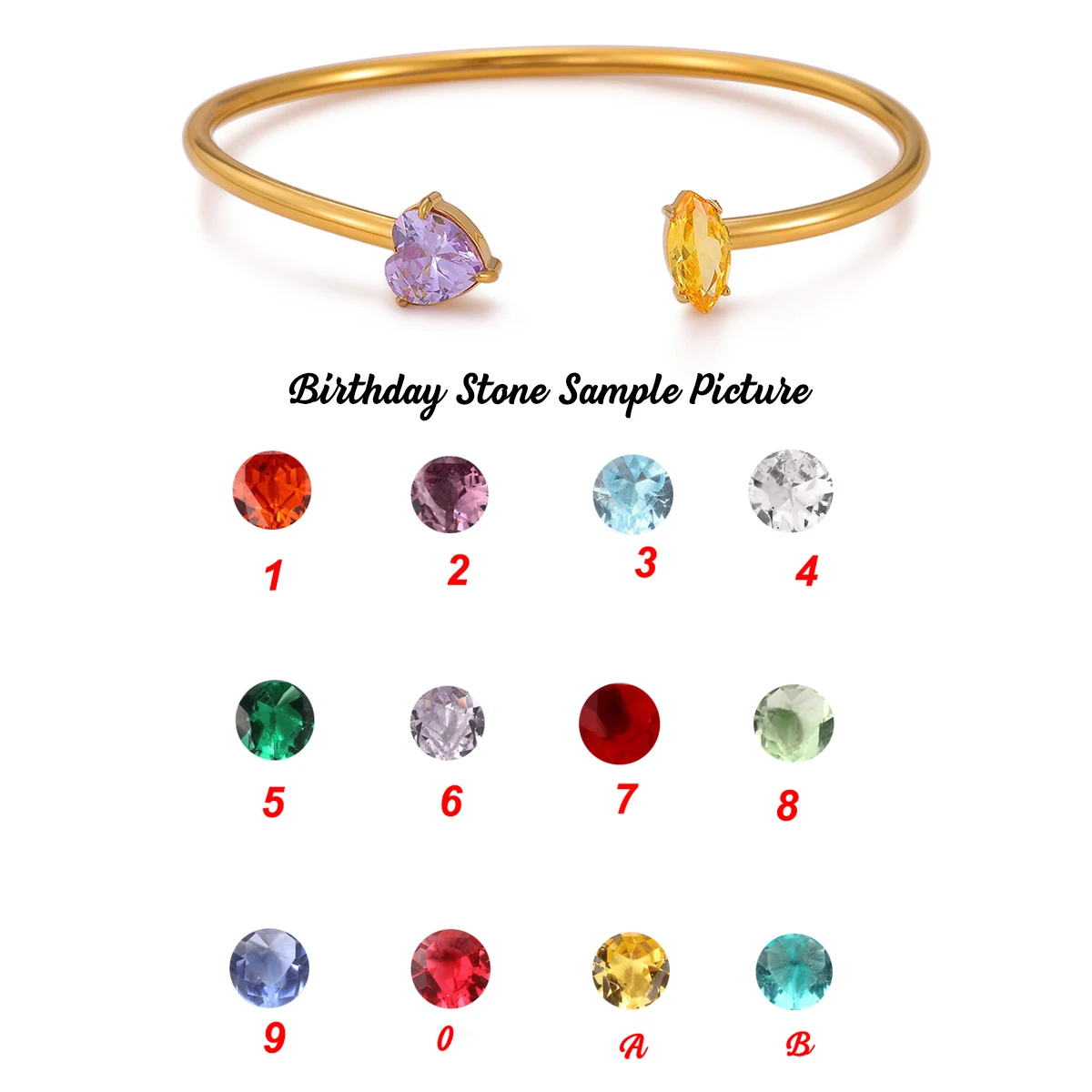 Custom Birthstone Cuff Bangle Mother Bracelet, Personalized