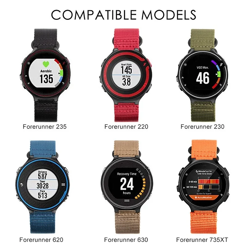 Nylon Watch Band For Garmin Forerunner 220 230 235 620 630 735XT Nylon Strap Smart Watch Bracelet Watchband Accessories