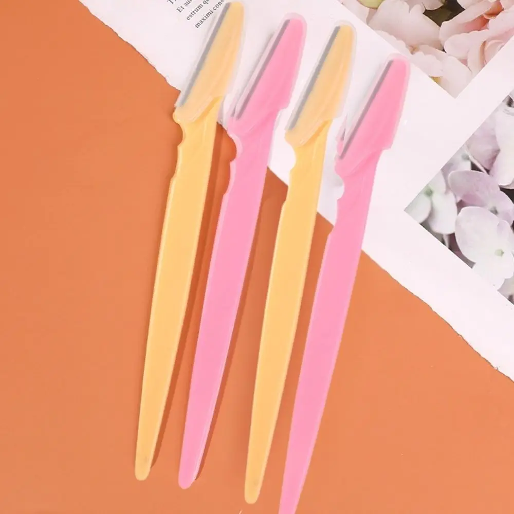 مجموعة أدوات تشذيب الحواجب للنساء من الفولاذ المقاوم للصدأ لإزالة شعر الوجه، مجموعة أدوات تجميل محمولة مع أغطية أمان وسكين الحواجب