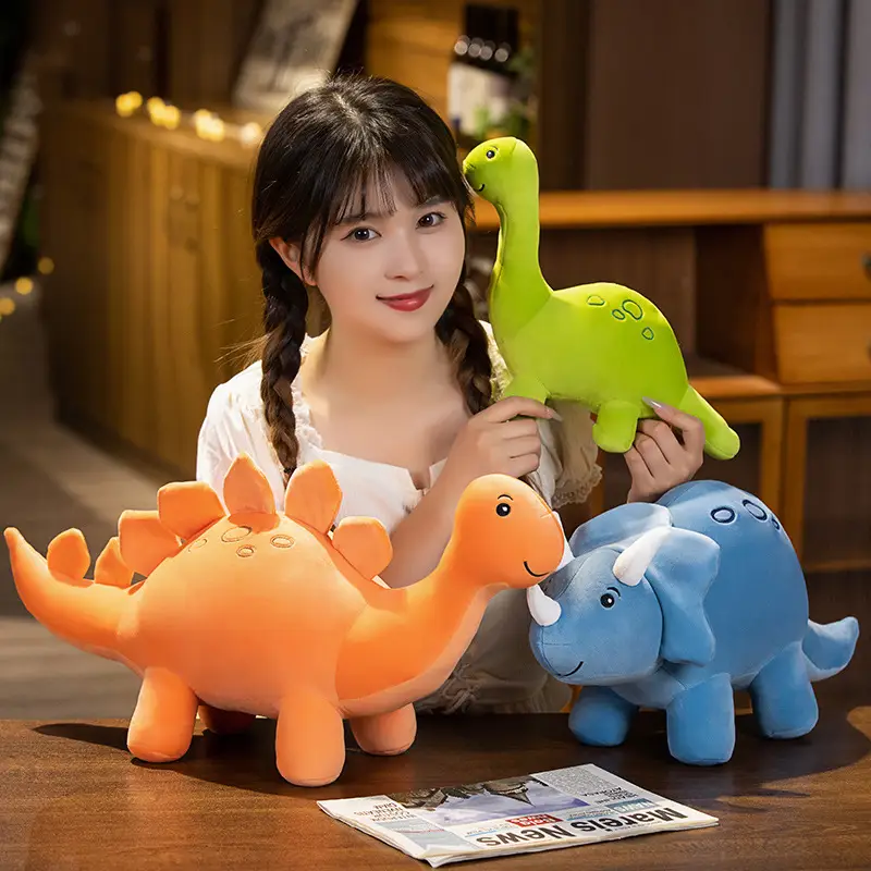 Brinquedo de pelúcia de dinossauro colorido dos desenhos animados bonito animais de pelúcia triceratops plushies kawaii macio crianças brinquedos para meninos meninas decoração de casa