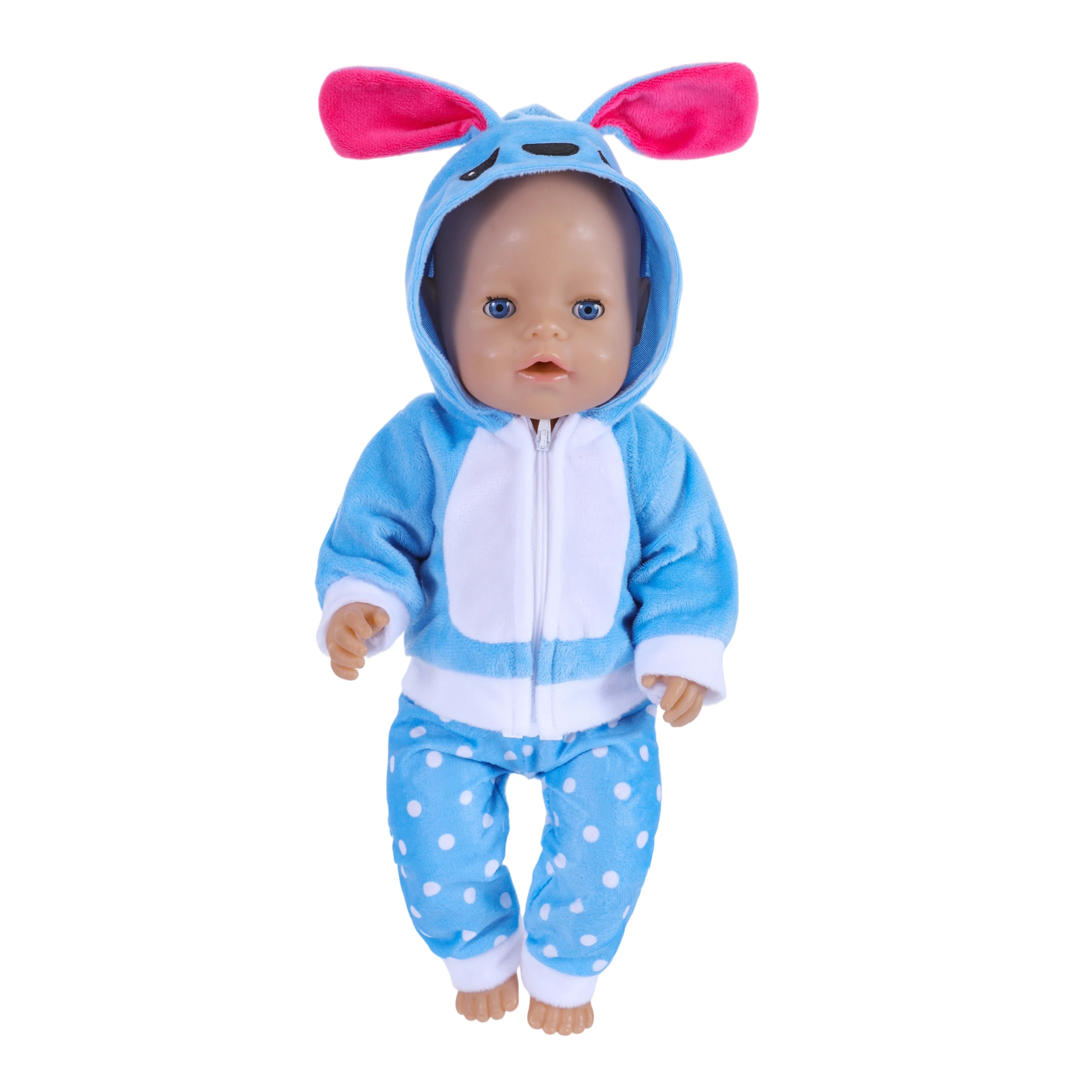 43-45 cm doll set suitable for 17-18 inch dolls, baby birth doll cute jumper jumpsuit set+shoes, warm clothes on Christmas gifts