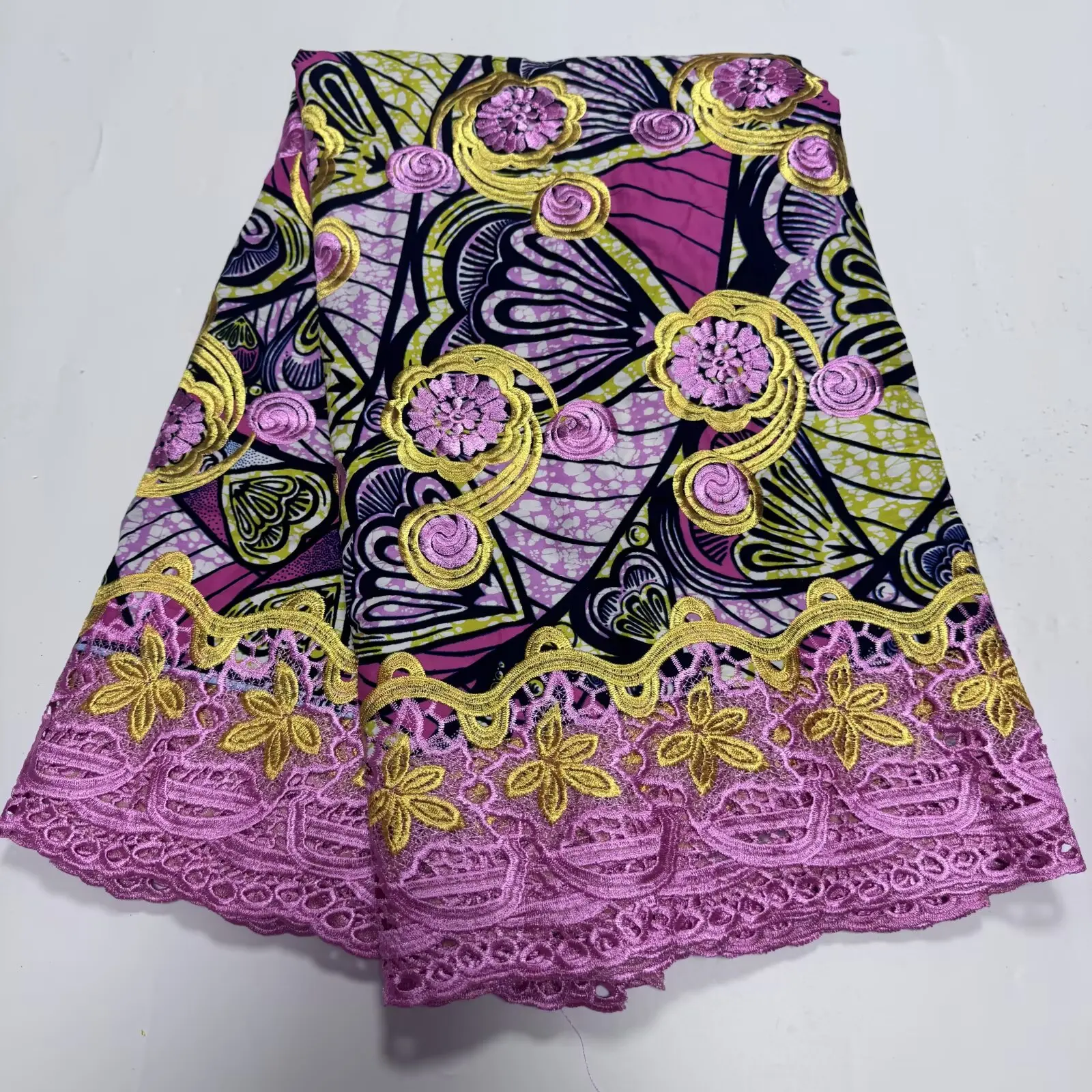 石の刺embroideredの装飾とワックスレースの生地、パーティーのイブニングドレスに適しています、最新の人気、高品質、繊細、n5628_z、6ヤード、2024