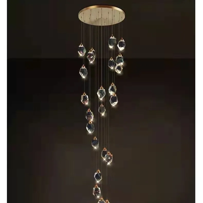 Modern Home Decoration Luxury Meteorite Crystal Chandelier Stair Pendant Lamp Living Room Led Pendant Lights Interior Lighting