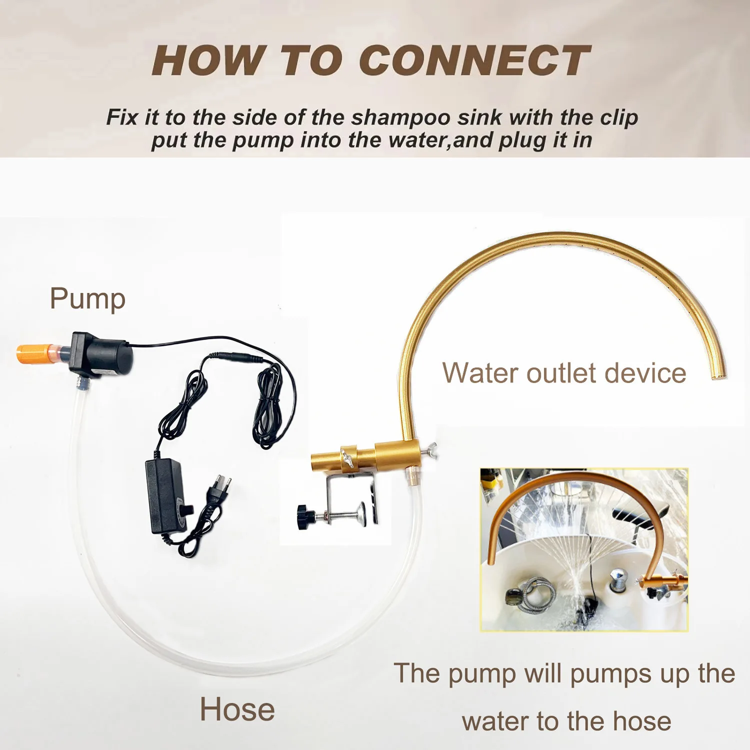 New Hair Salon Head Spa Water Outlet Pump Supplies,Stable Water Therapy Frame,Waterfall for Shampoo Sink,Massage Salon Equipment