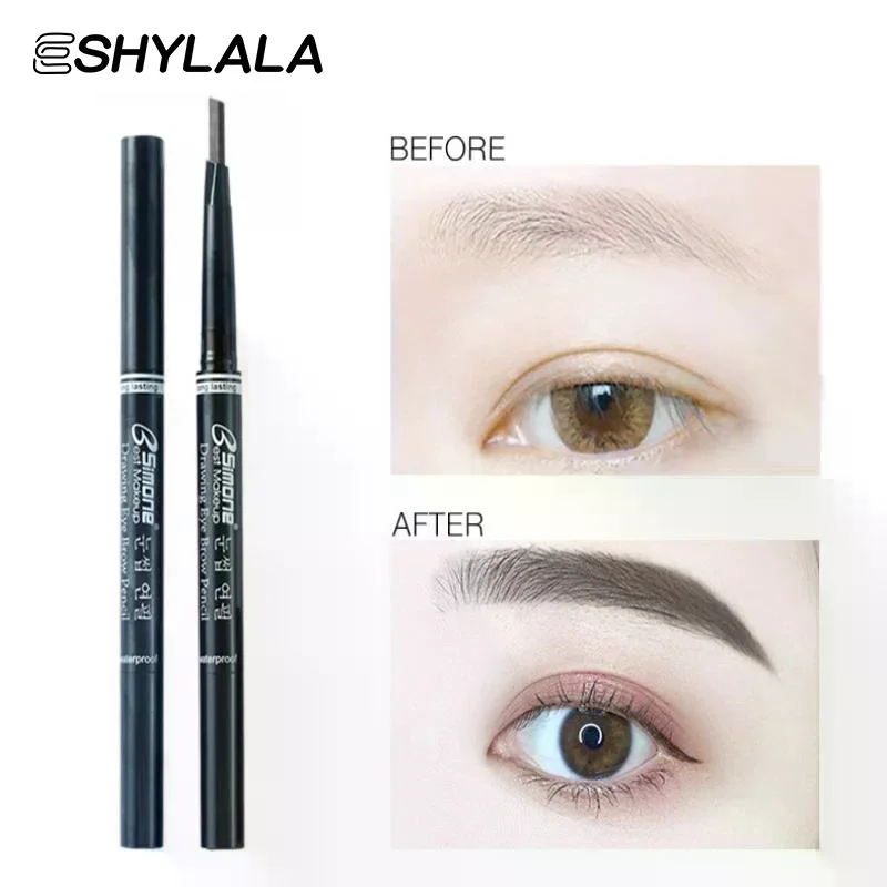 Extrem feiner doppelköpfiger wasserfester Augenbrauenstift – langlebig und langlebig für Anfänger, Damen-Make-up, Augenbrauenstift