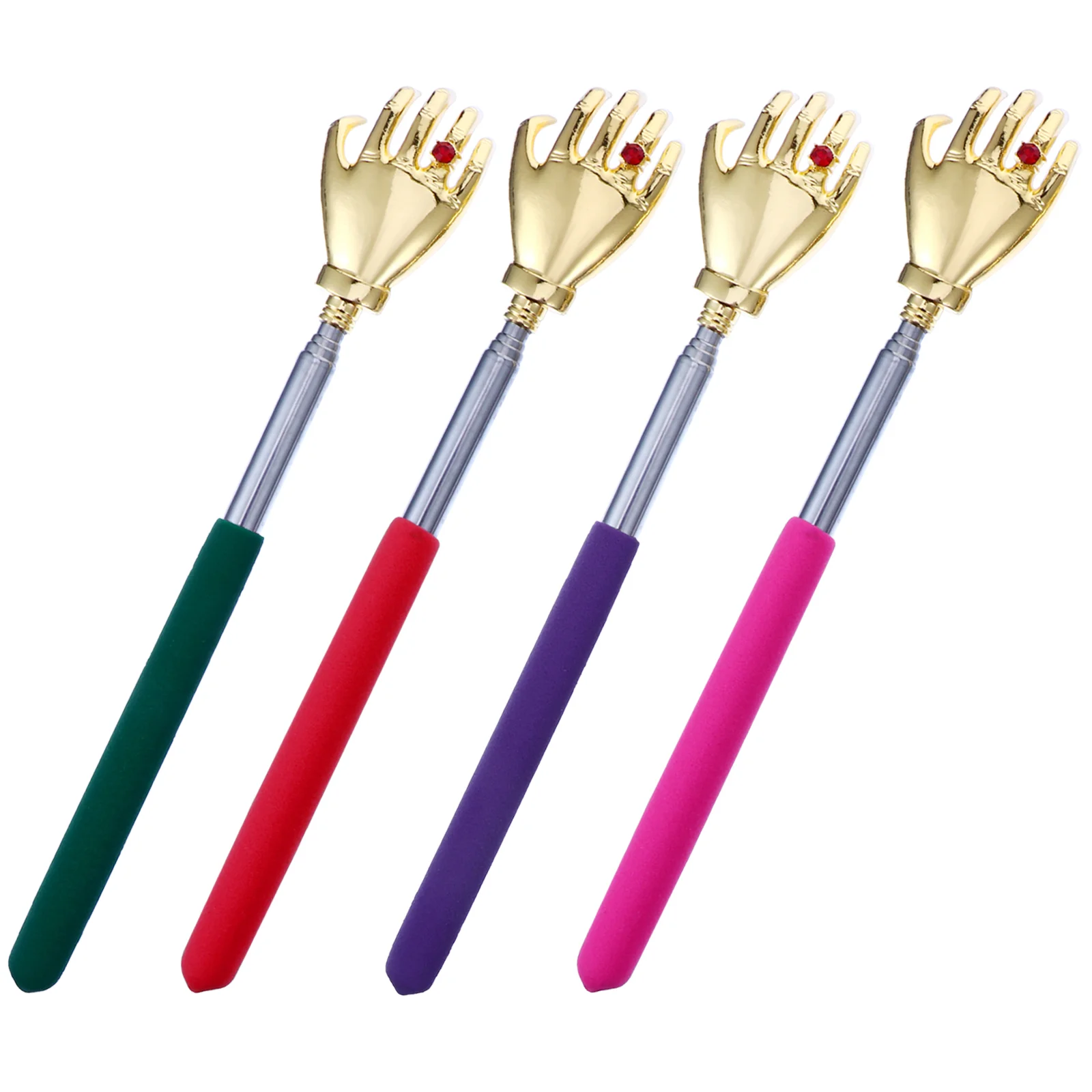 4 Pcs Scratcher Neck Massager Bear Claw Hand Backslap Retractable Handle Scraper Stainless Steel Scratching Stick Itching Miss