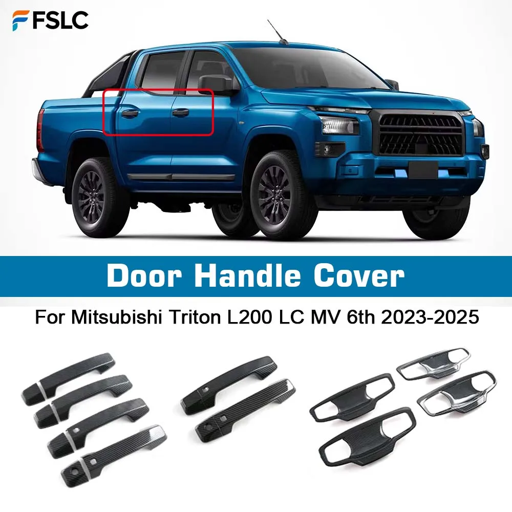 

⭐Genuine⭐ Car Decoration Door Handle Cover For Mitsubishi Triton L200 LC MV 6th 2023 2024 2025 Cars Accessories Carbon Fiber
