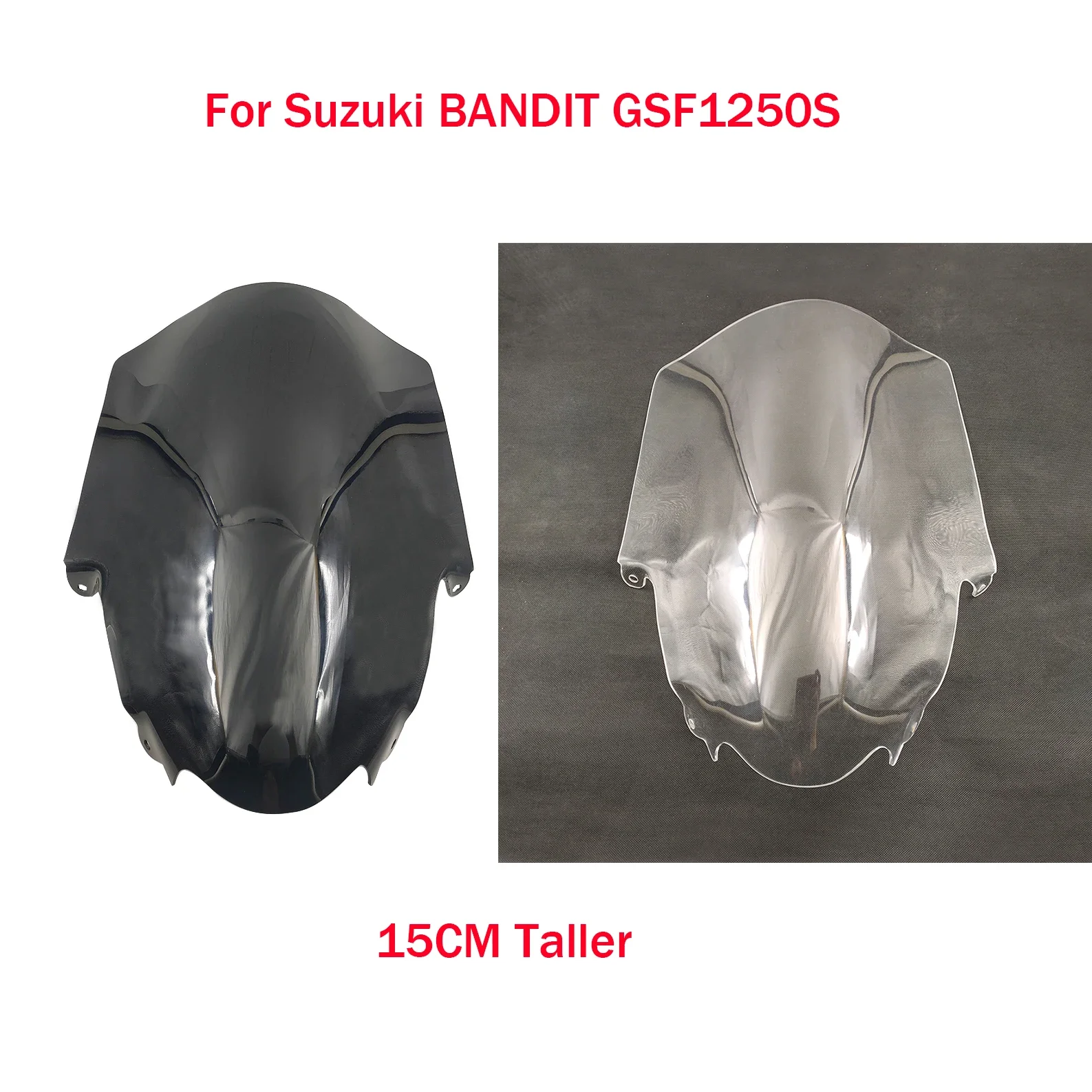 Long Windshield GSF1250S For Suzuki BANDIT GSF 1250S 07-17 GSF1200S Raised 15cm Windscreen Wind Screen Deflectors Black Clear