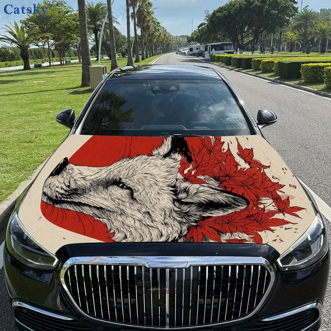 

Ретро принт лисы, наклейки на капот автомобиля, водонепроницаемая самоклеящаяся наклейка на капот автомобиля из ПВХ, защитные наклейки для украшения капота автомобиля, Auto Acc