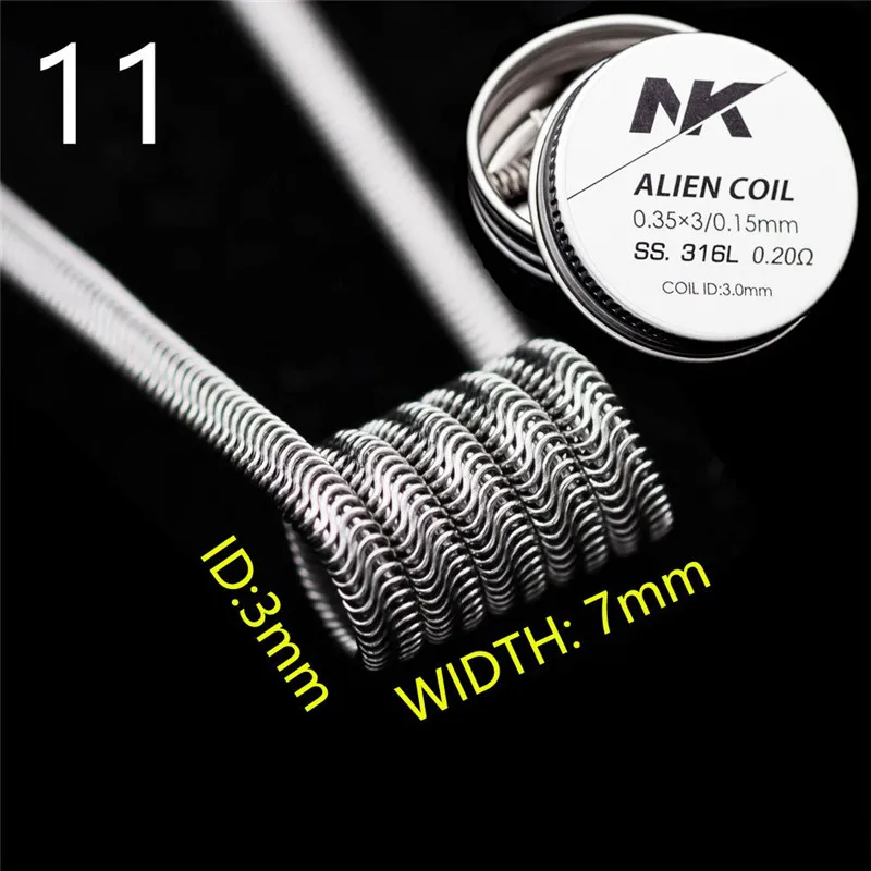 8pcs/Box KA1/SS.316L DL Prebuilt Double/Triple/Quad Cores Fused Clapton Alien Coil For Heating By NK