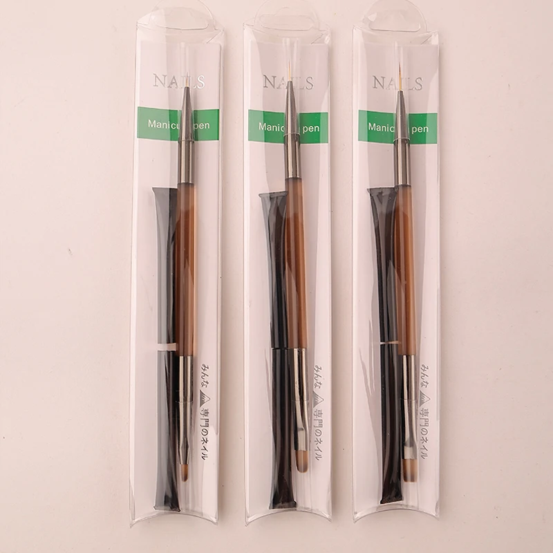 3개입 양면 네일 아트 브러쉬 세트 글루 UV 젤 얇은 라이너 플랫 브러쉬 듀얼 디테일 브러쉬 드로잉 펜 네일 도구 매니큐어용